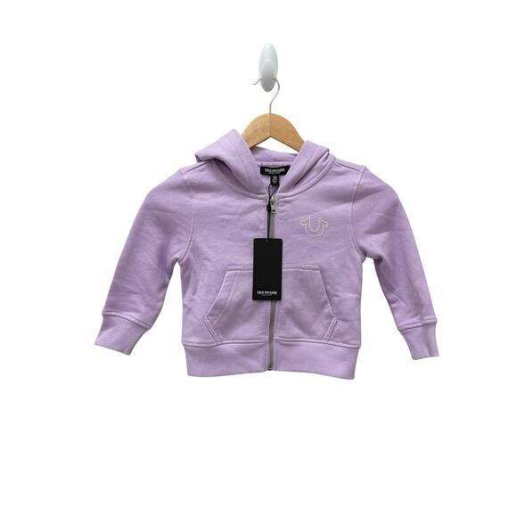 NWT True Religion Girls Stitch Logo Zip Hoodie Purple Size XS - Picture 2 of 7